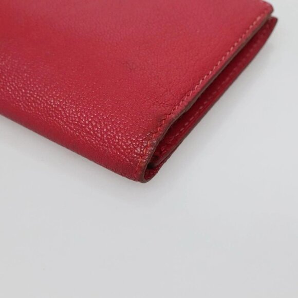 HERMES Wallet Leather Red Silver Auth 142361 - Picture 4 of 16